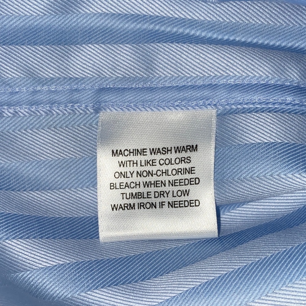 Pronto Uomo Couture Mens 17 34/35 Light Blue Striped Dress Shirt Non Iron L - Picture 8 of 8